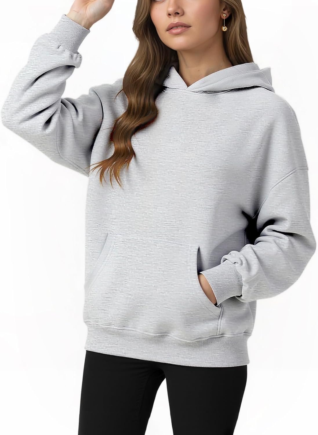 Womens Hooded Hoodies Sweatshirts – Long Sleeve Crewneck Sweaters With Pocket 2026 Fashion Spring Oversized Clothes