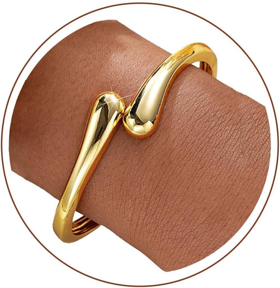MTINEAPS Gold Bangle Bracelets for Women Teens Trendy Chunky Adjustable Twist Cuff Bracelet Jewelry Gifts