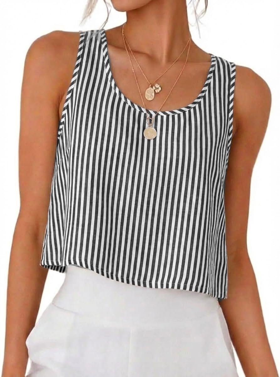 IDEALSANXUN Womens Scoop Neck Crop Tank Tops Spring Summer Sleeveless Tops