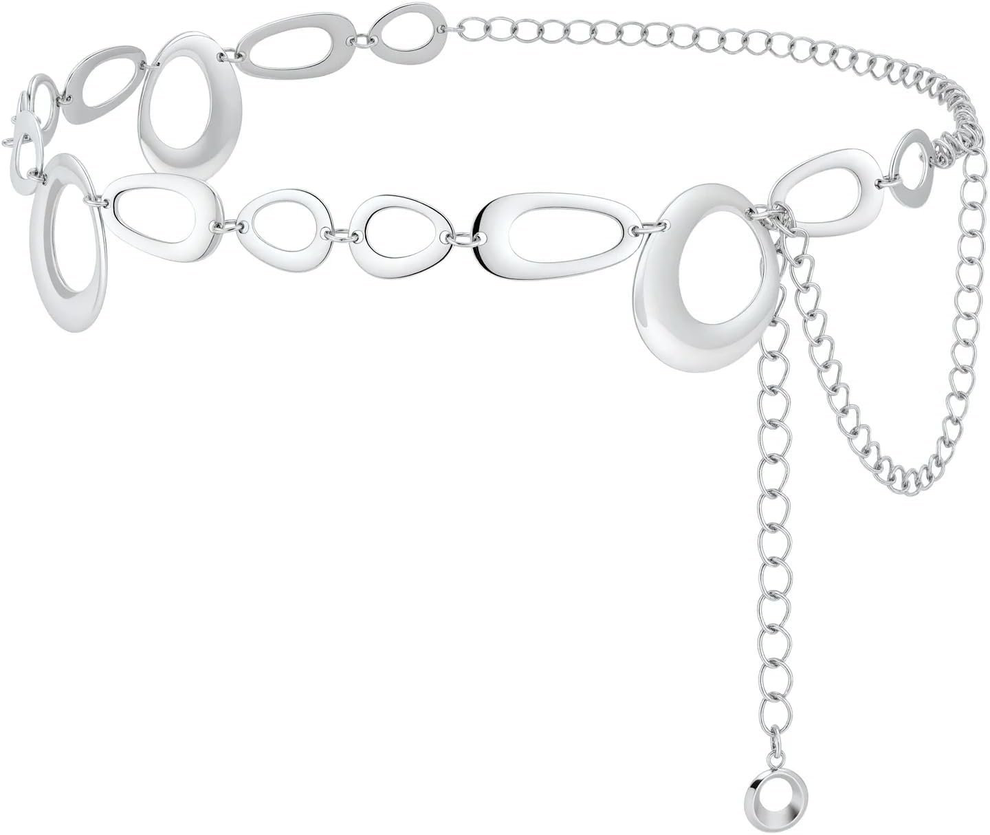 SANSTHS Chain Belts for Women Fashion Gold/Silver Chains Belt for Dresses Clunky Link Metal Ladies Belt