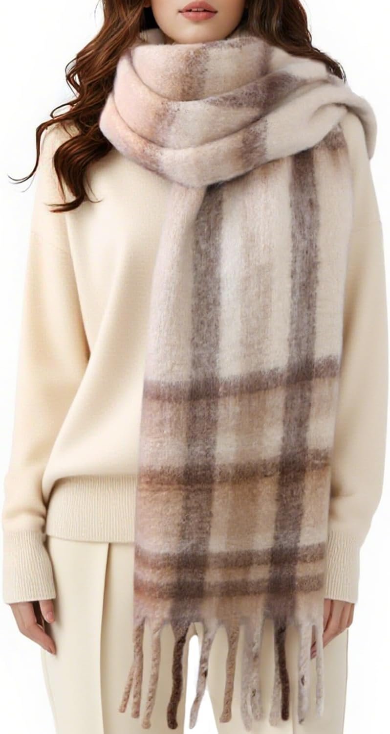 Passionbility Women’s Winter Scarfs for Women, Mohair Vintage Scarf Large Chunky Scarf Cashmere Feel Blanket Wrap