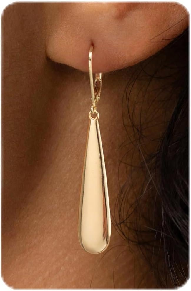 Dangle Earrings for Women, 14K Gold Plated/Sterling Silver Leverback Drop Earrings Hypoallergenic Leverback Dangle Jewelry Gift for Women
