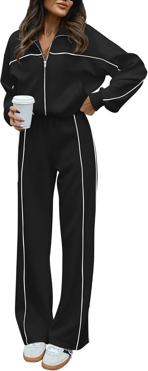 BTFBM Women’s Two Piece Tracksuit Fall 2026 Long Sleeve Zip Up Sweatshirt Long Pants Outfits Jogger Sweatsuit Sets