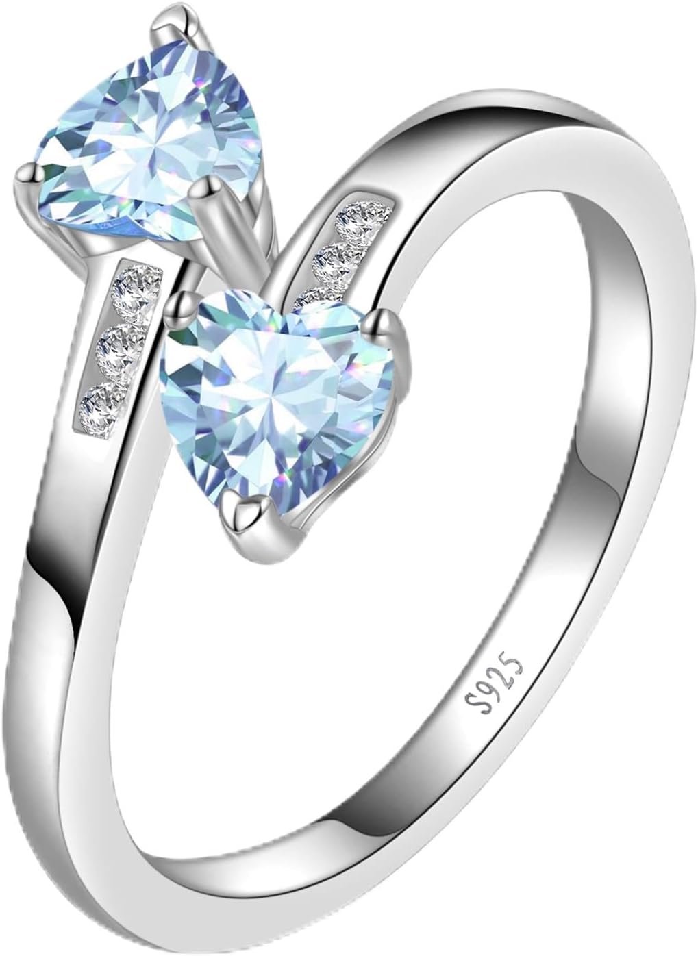 Yaresul 1CT Adjustable Women Heart Ring 925 Sterling Silver Birthstone Rings for Women Promise Ring for her Simulated Gemstone Statement Stackable Band Width 2mm Open Size 5~9