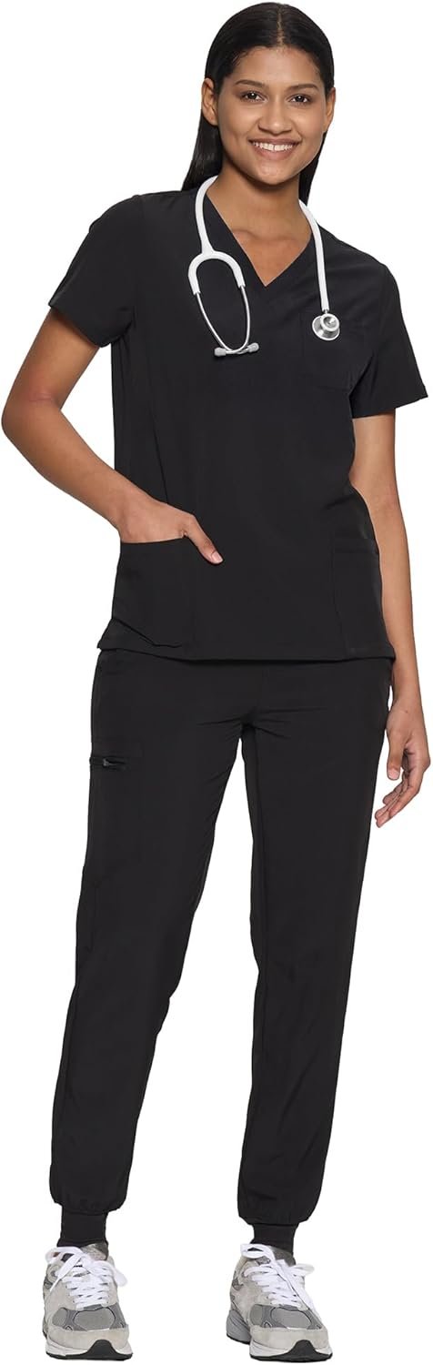 COZYFIT Scrubs for Women Set – Stretch V-Neck Scrub Top & Jogger Pant with 8 Pockets COZY SCRUBS