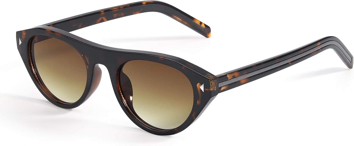 Oval Cat Eye Sunglasses for Women Trendy Retro Cateye Frame with UV Protection for Traveling or Driving