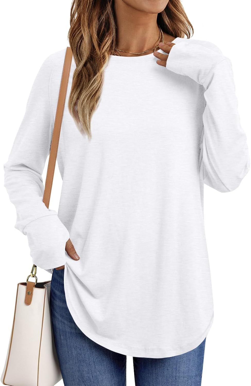 AUTOMET Womens Long Sleeve Shirts Crew Neck Casual Tshirts Fall Fashion Tops Loose Fit Lightweight Y2k Outfits Clothes