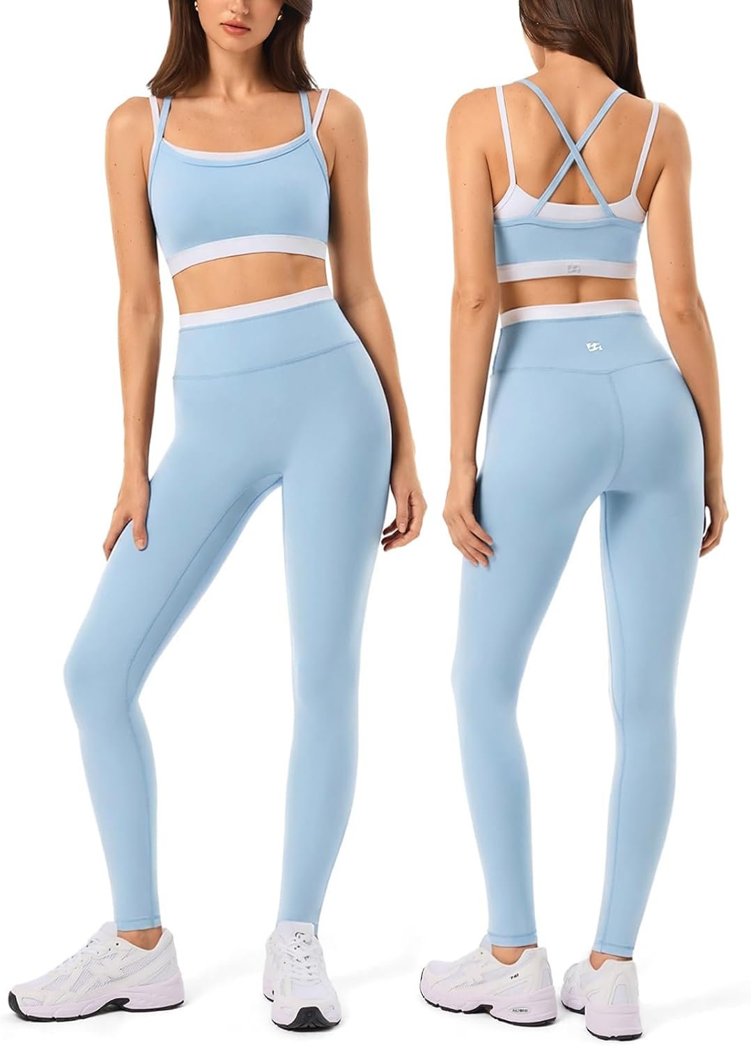 2 Pieces Workout Sets for Women,Seamless Yoga Leggings with Padded Sports Bras,Athletic Matching Outfits,Gym,Casual