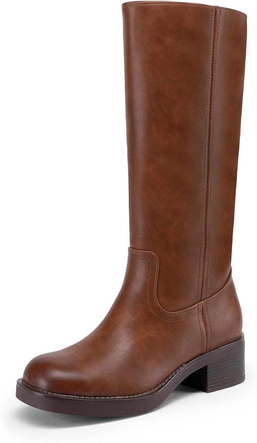 DREAM PAIRS Women’s Square Toe Platform Chunky Block Heel Knee High Riding Boots