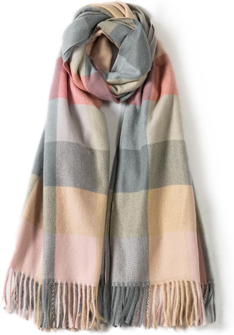 Villand Women’s Wool Scarf – Cashmere Feel Winter Checked Scarves for Women, Large Soft Thick Shawls and Wraps with Gift Box