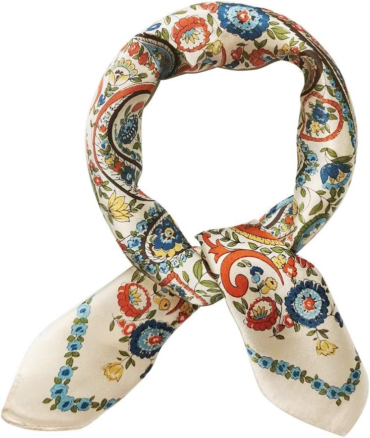 MEISEE Mulberry Silk Scarfs Women Small Square Scarf 21″ x 21″ Breathable Lightweight Neckerchief Headscarf