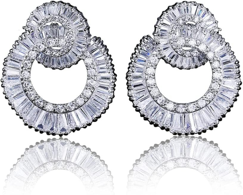 Celebrity Design Women Elegant Statement Rhinestone Jewelry Dangle Drop Earrings Studs