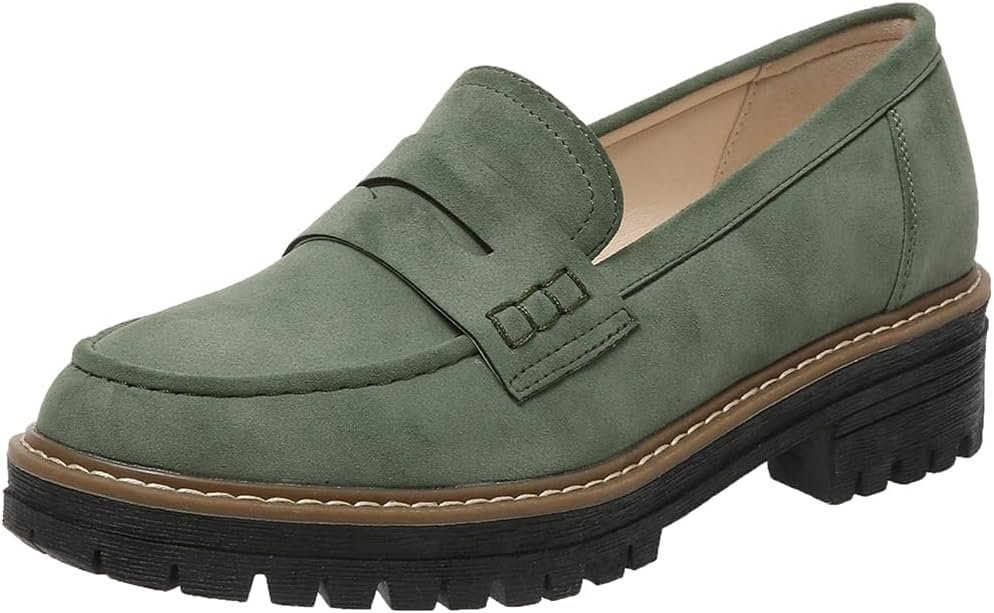 Womens Loafers Shoes Platform Chunky Penny Loafer Lug Sole Comfortable Slip On Work Office Business Casual Dress Shoes, US Size 5-11.5