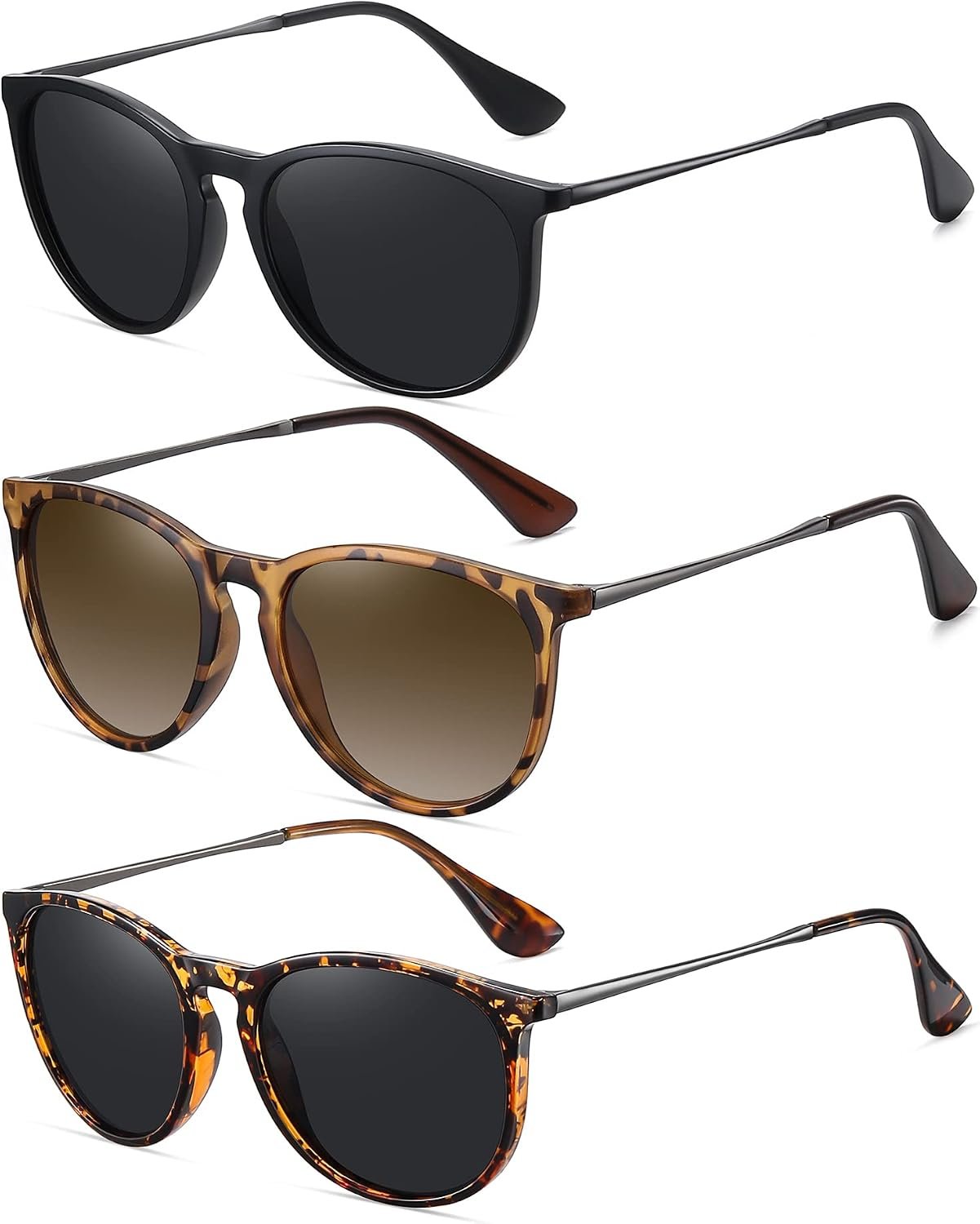 WOWSUN Retro Polarized Sunglasses Womens Trendy Round Classic Glasses