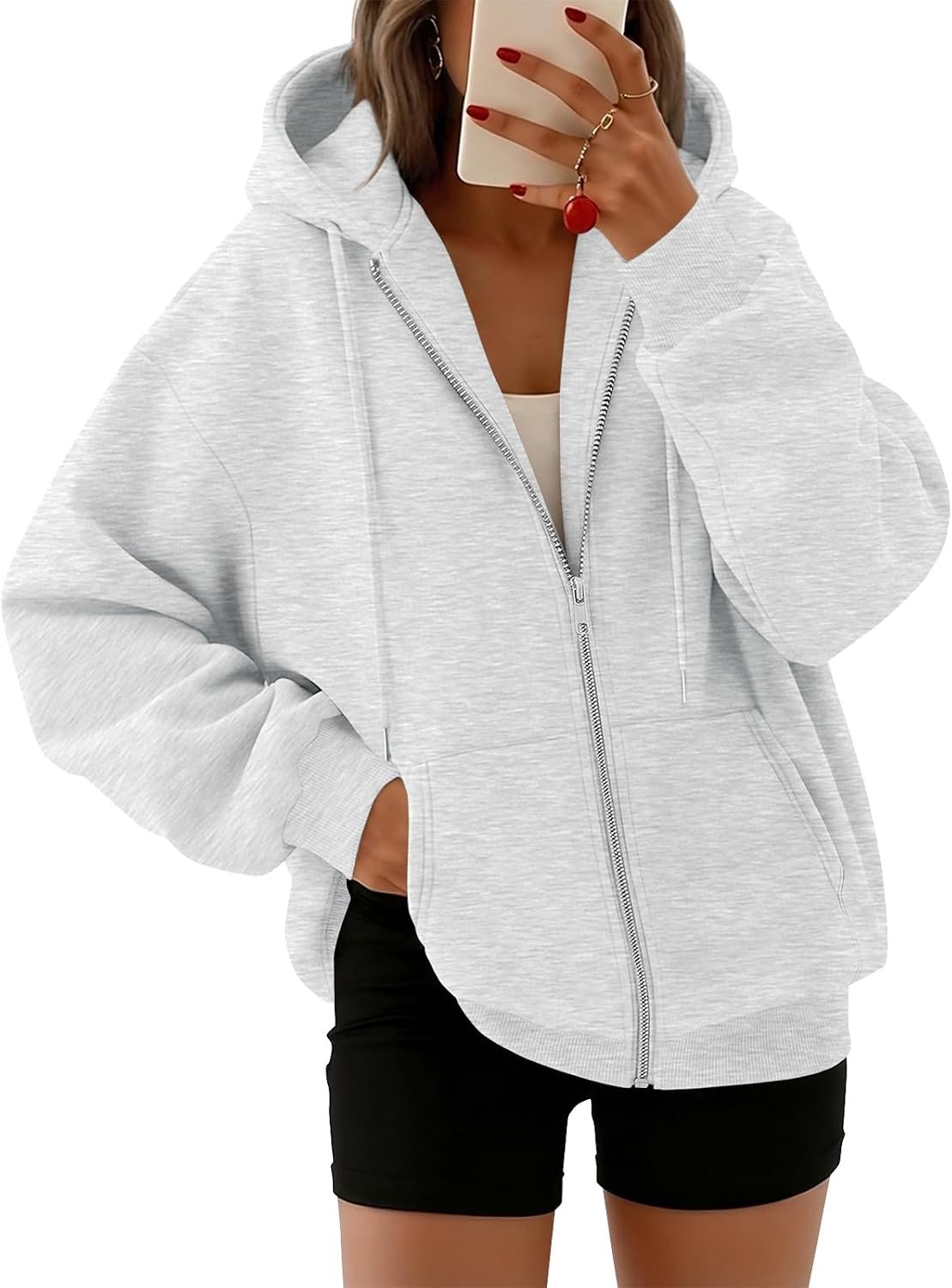 Trendy Queen Womens Zip Up Hoodies 2026 Oversized Sweatshirt
