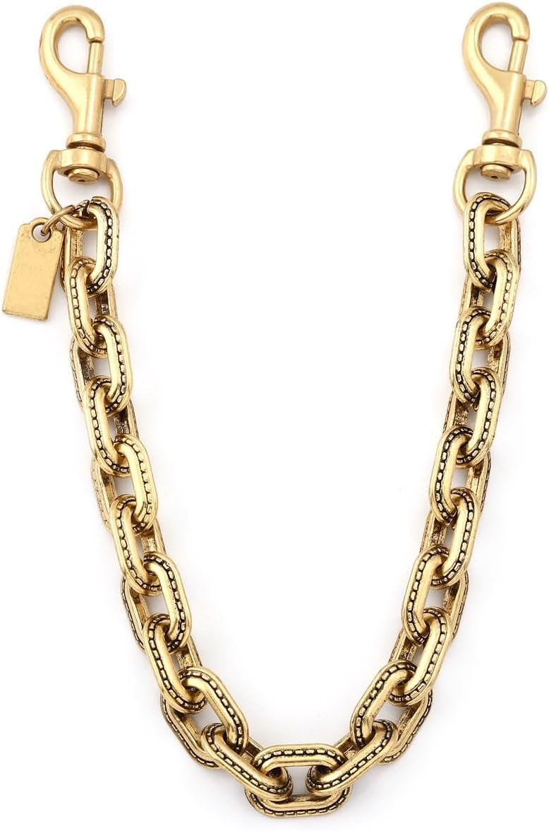 FunBoat Chunky Decorative Purse Chain with Double Clips – Short Antique Gold Bag Accent for Handbags & Totes