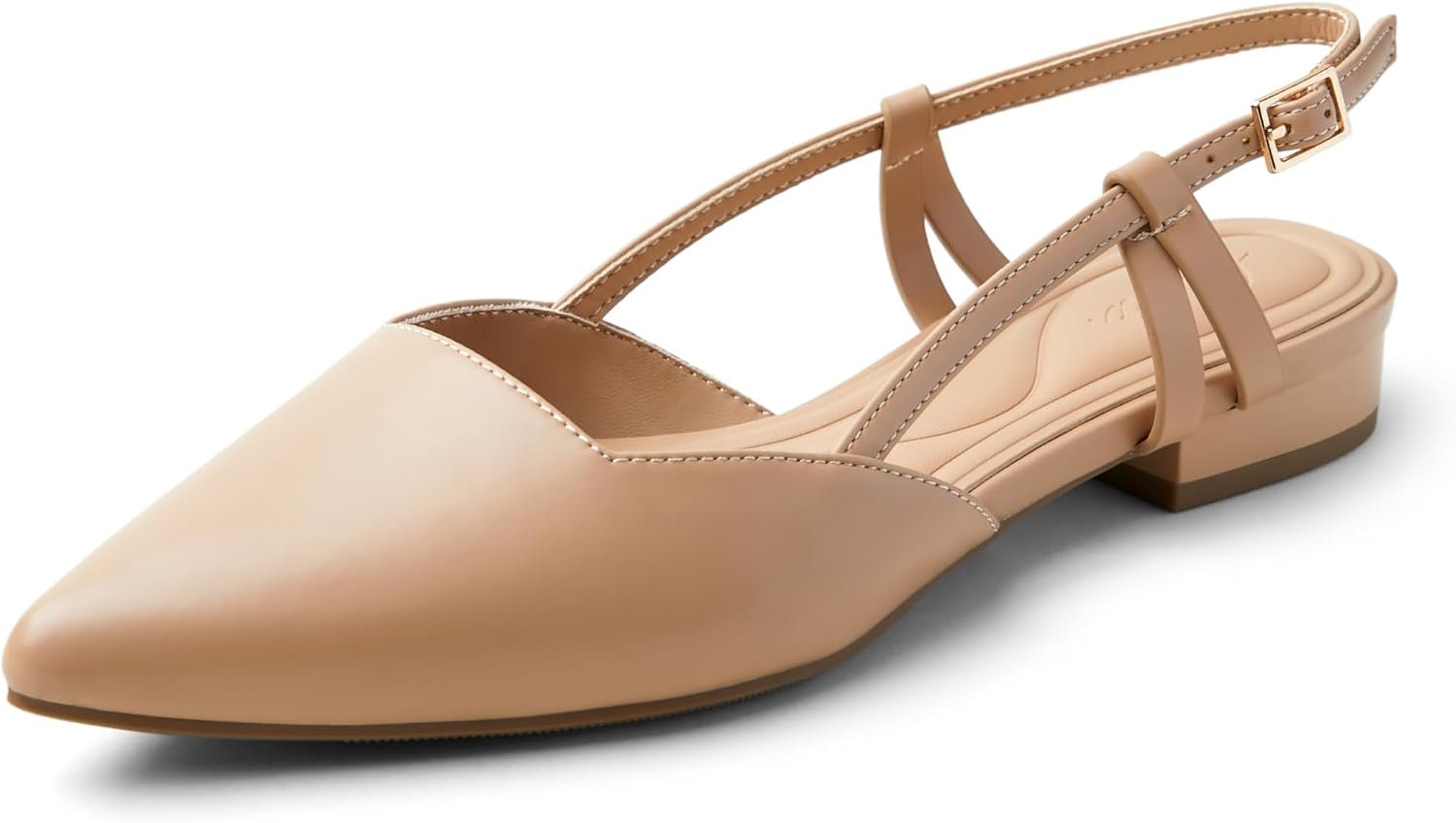 Arromic Slingback Flats for Women Pointed Toe Women’s Flats Square Topline Slip On for Fashion Dressy Date Comfort Office Work