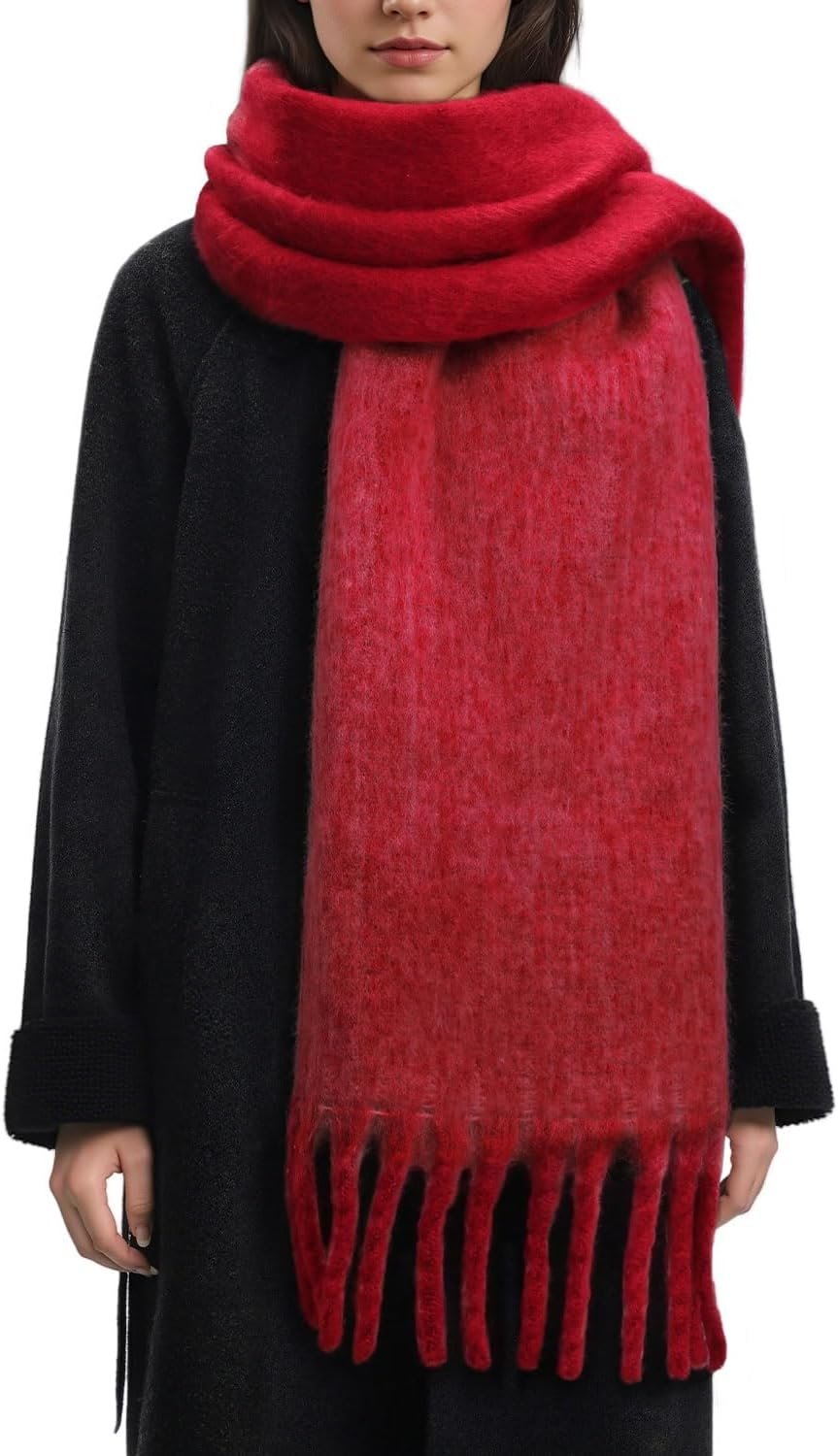 Winter Scarf for Women – Mohair Winter Scarf 91″×16″, Soft Warm Scarves for Women/Men, Soft Chunky Cashmere Scarfs