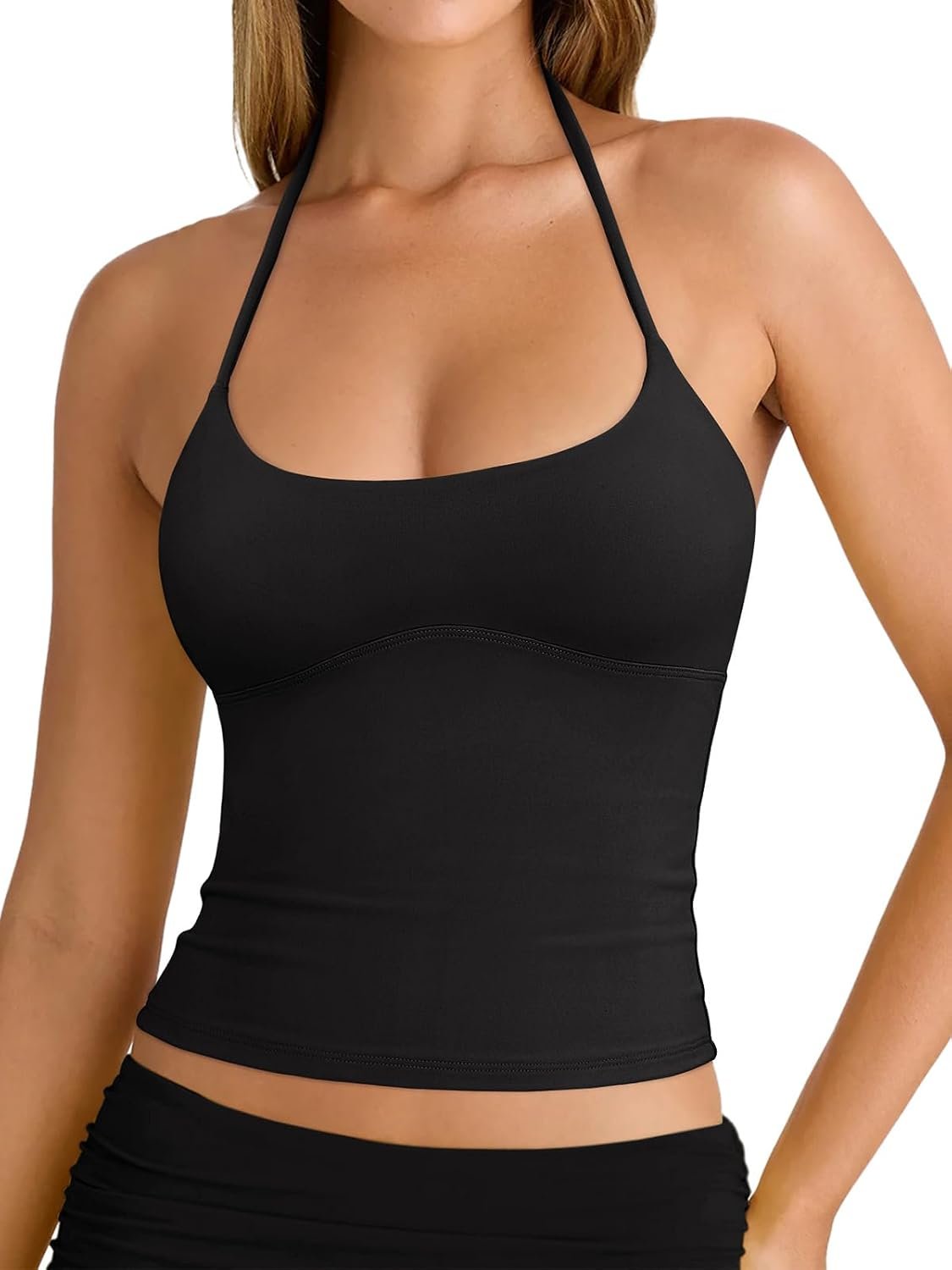 REORIA Women’s Sexy Halter Backless Double Lined Tank Top Y2k Trendy Camisole Crop Tops