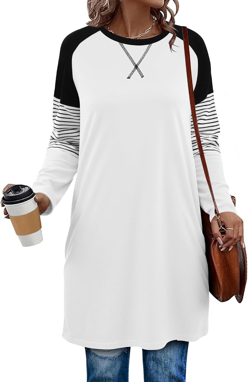 KISSMODA Women’s Short Sleeve Tunic Tops Summer for Leggings Casual Long Tunics with Pockets T Shirts
