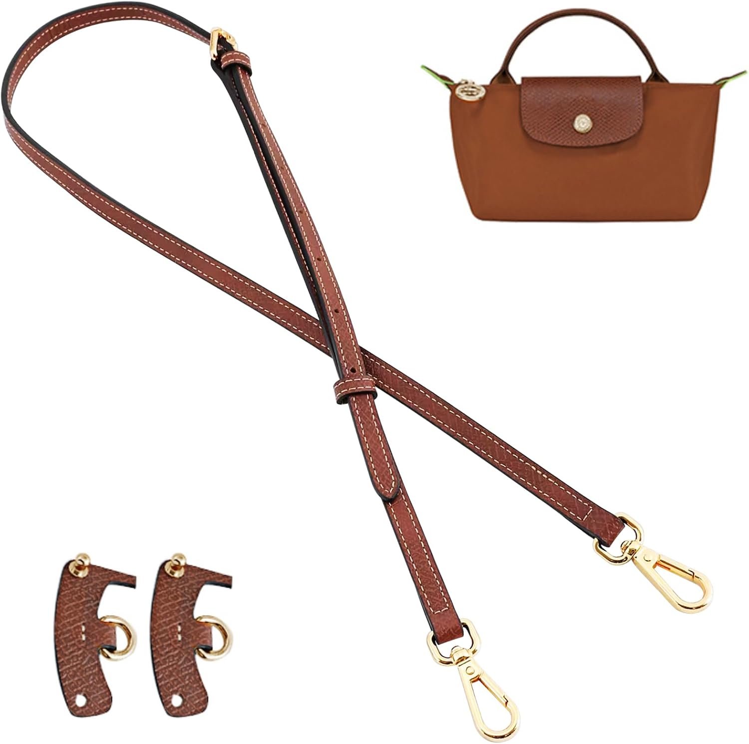 Jiesinlov Leather Bag Shoulder Strap Replacement Crossbody Adjustable Conversion Kit Fit for Mini Pouch