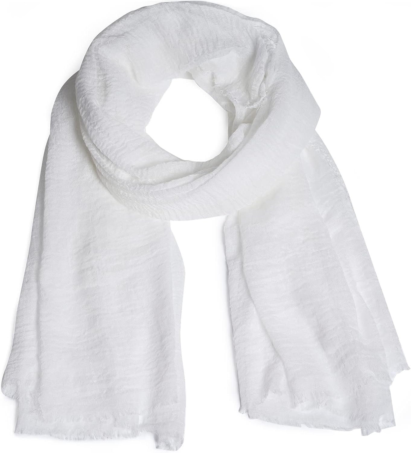 Women Summer Cotton Blend Crinkle Vintage Soft Long Scarf Linen Beach Shawl Wrap