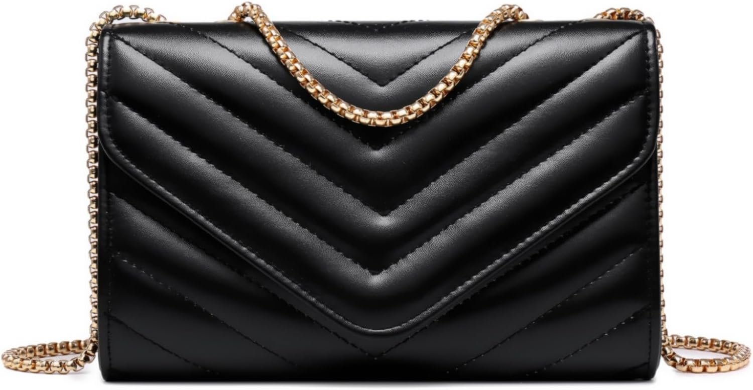 Dasein Women Small Quilted Crossbody Bags Stylish Designer Evening Bag Clutch Purses and Handbags with Chain Shoulder Strap