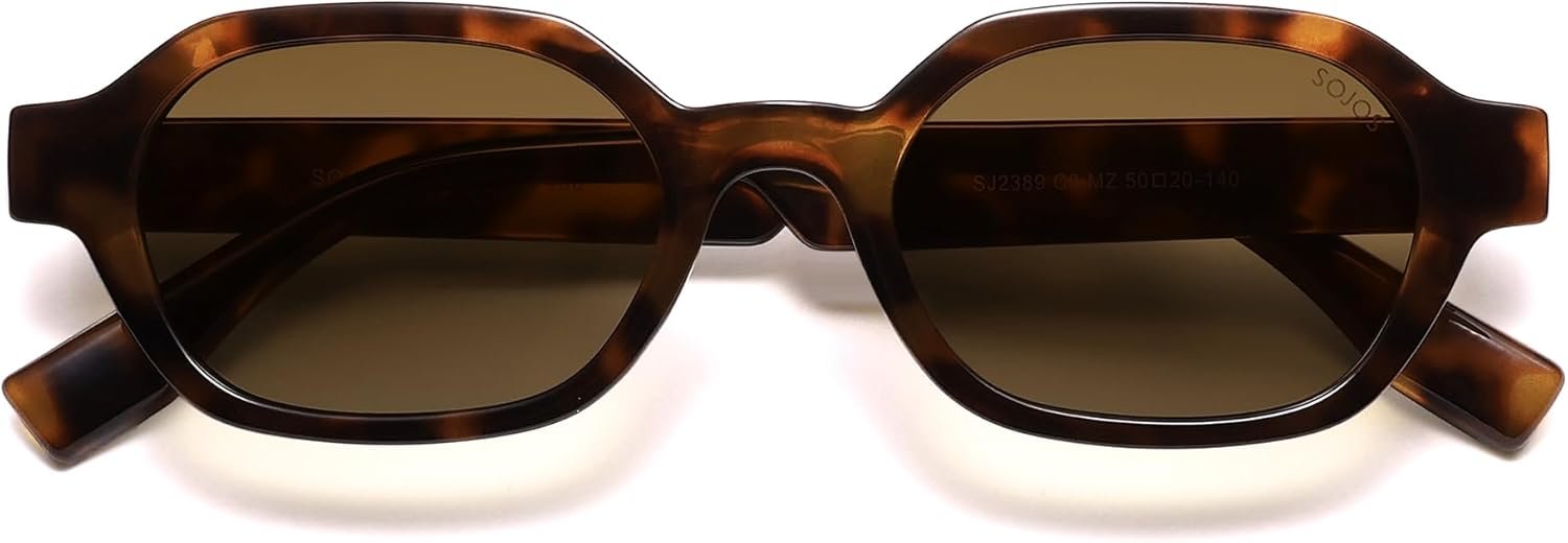 SOJOS Retro Polarized Hexagon Sunglasses for Women Men, UV400 Trendy Rectangle 70s 80s 90s Shades SJ2389