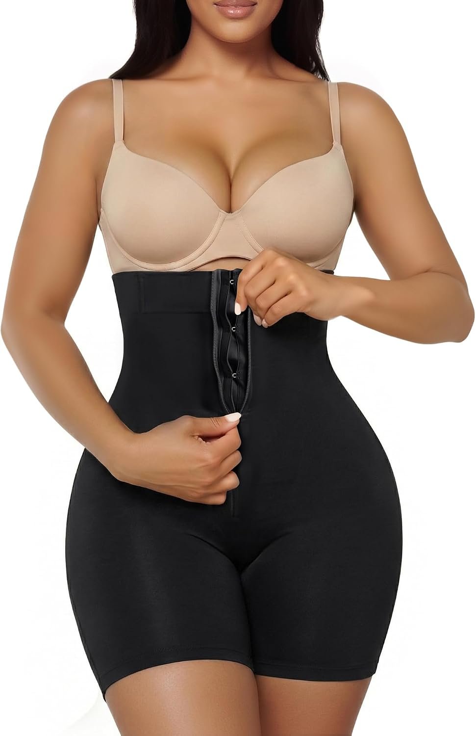 SHAPERX High-Waisted Tummy Control Shapewear for Women Seamless Zip-Up Easy-On Body Shaper Shorts Slimming Fit Underwear
