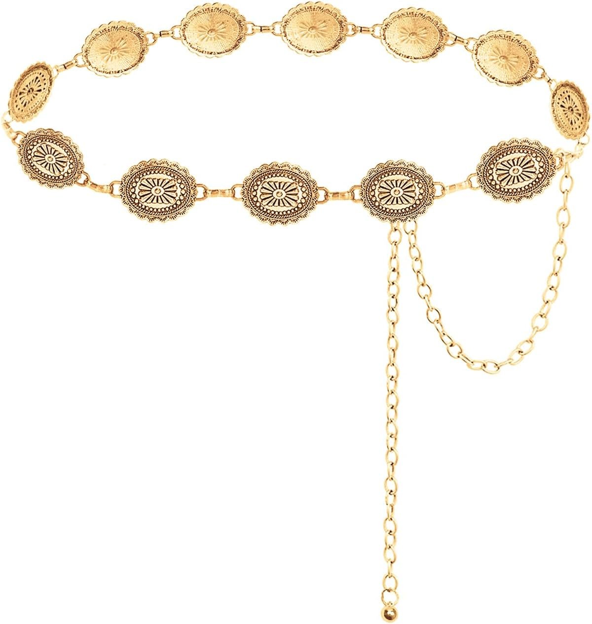 TOPACC Metal Link Chain Belt for Women Waist Chains Chunky Thick Chain Belt for Dresses Jeans
