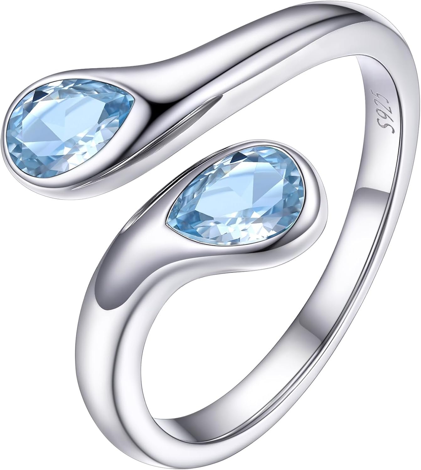 PROSILVER 925 Sterling Silver Rings for Women Birthstone Toi et Moi Rings | Birthstone Ring Silver, Adjustable Stackable Real Silver Toi Et Moi Ring for Women, Dainty Waterproof Open Promise Rings