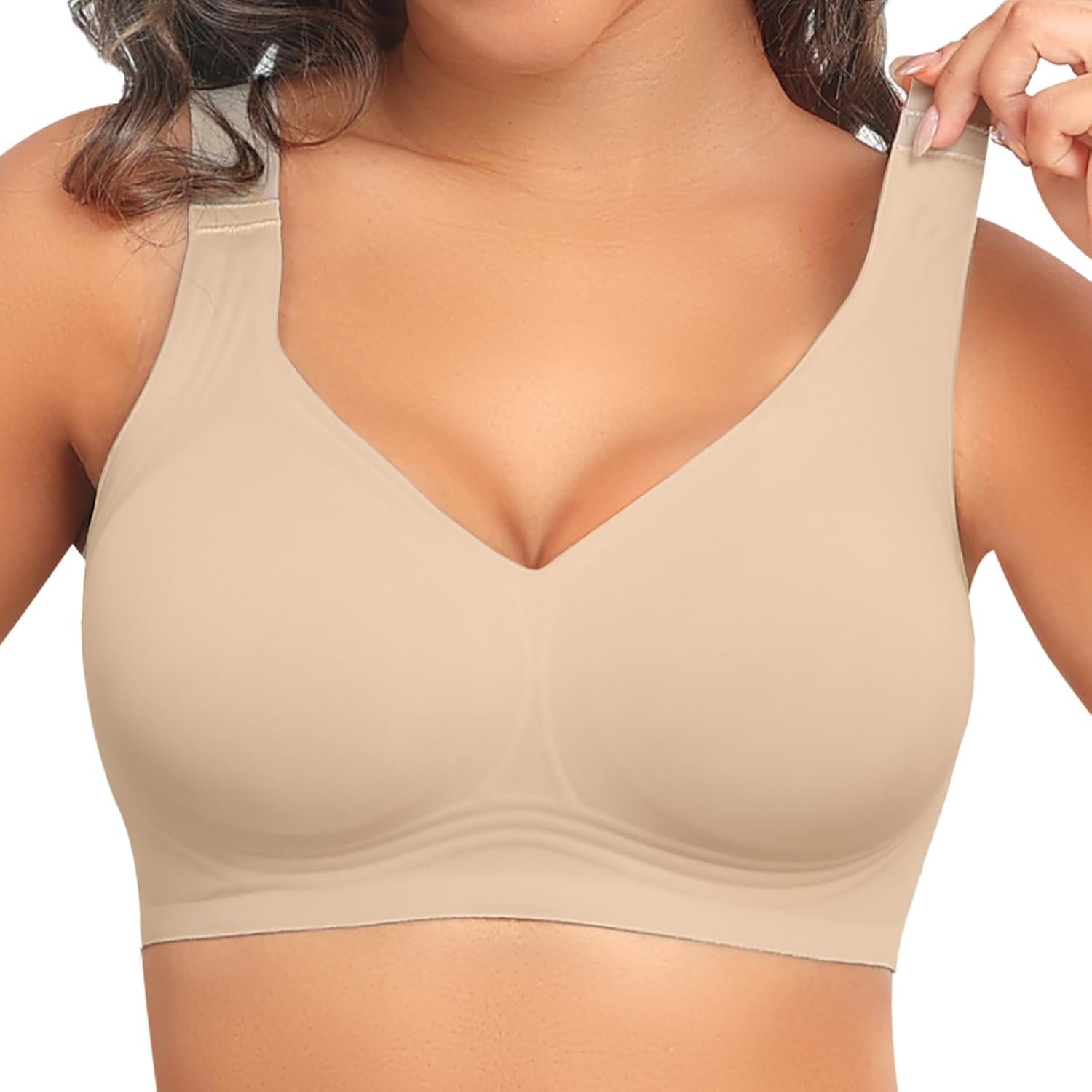 PoseFree Jelly Bras for Women No Underwire, Supportive Wireless Comfort Bra, Full Coverage Back Smoothing Bra