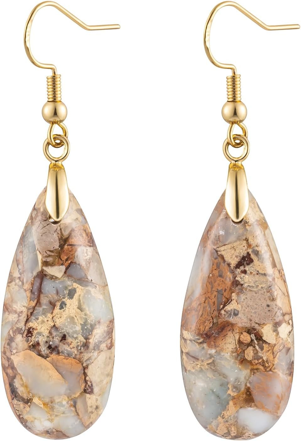Stone Drop Earrings for Women Earrings Teardrop Jasper Stone Dangle Earrings