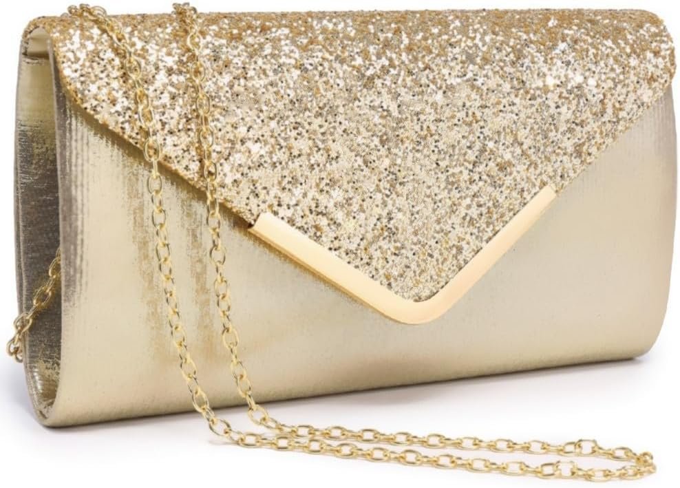 Dasein Women Evening Bags Formal Clutch Purses for Wedding Party Prom Handbags with Shoulder Strap and Glitter Flap | Formal
