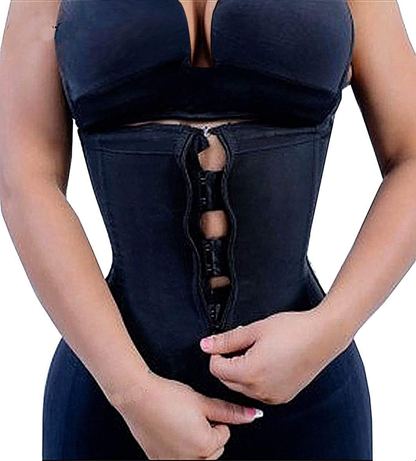 YIANNA Latex Waist Trainer for Women Tummy Control Zipper Underbust Waist Cincher Corset Hourglass Body Shaper Sport Girdle