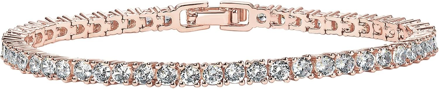 PAVOI 14K Gold Plated 3mm Cubic Zirconia Classic Tennis Bracelet | Gold Bracelets for Women