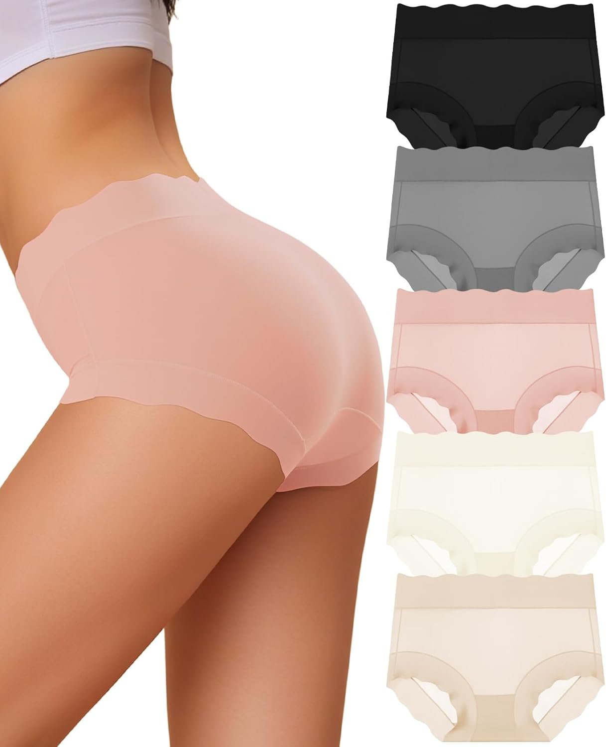 Full Coverage Stretch High Waisted Panties Women’s Underwear Soft Ladies Briefs 5 pack