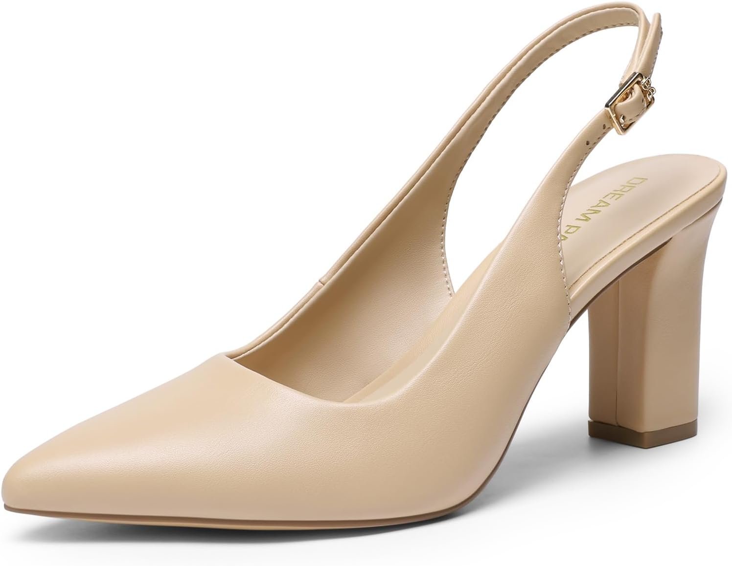 DREAM PAIRS Womens Slingback Heels Chunky Block Heels Pointed Toe Closed Toe Pumps Comfortable Work Office Business Shoes