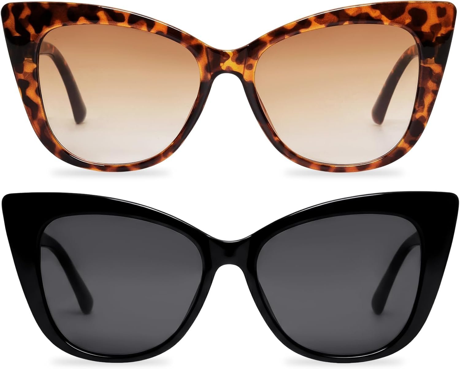 2 Pcs Cat Eye Sunglasses for Women Men Retro Cateye Frame Vintage Square Fashion Cateye Sunglasses