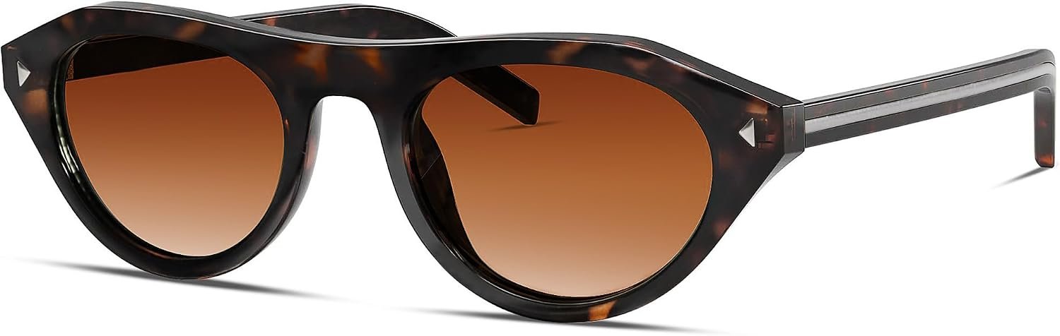 Rmerom Retro Small Oval Sunglasses for Women Men 2026 Trendy Chic Cat Eye Narrow Sun Glasses Vacation Outfits Fashion Sunnies