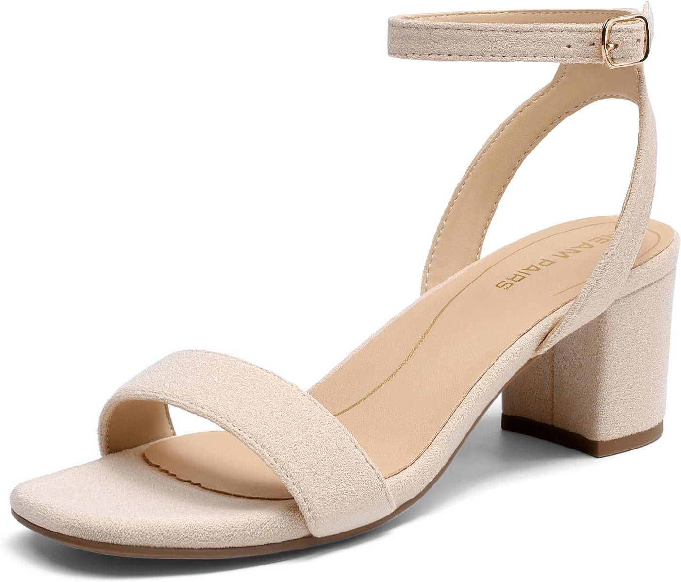 DREAM PAIRS Women’s Open Toe Ankle Strap Low Block Chunky Heels Sandals Party Dress Pumps Shoes