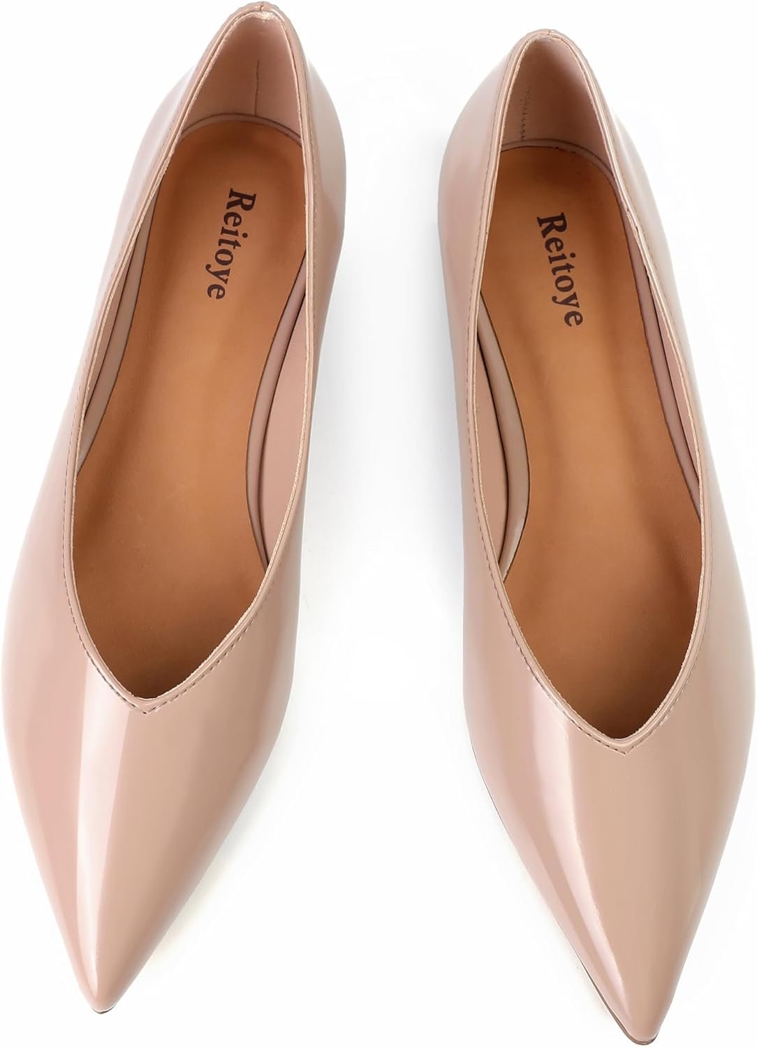 Reitoye Flats for Womens Closed Pointed Toe Ballet Flat Comfortable Dressy Work Slip On Casual Shoes Womens Flats