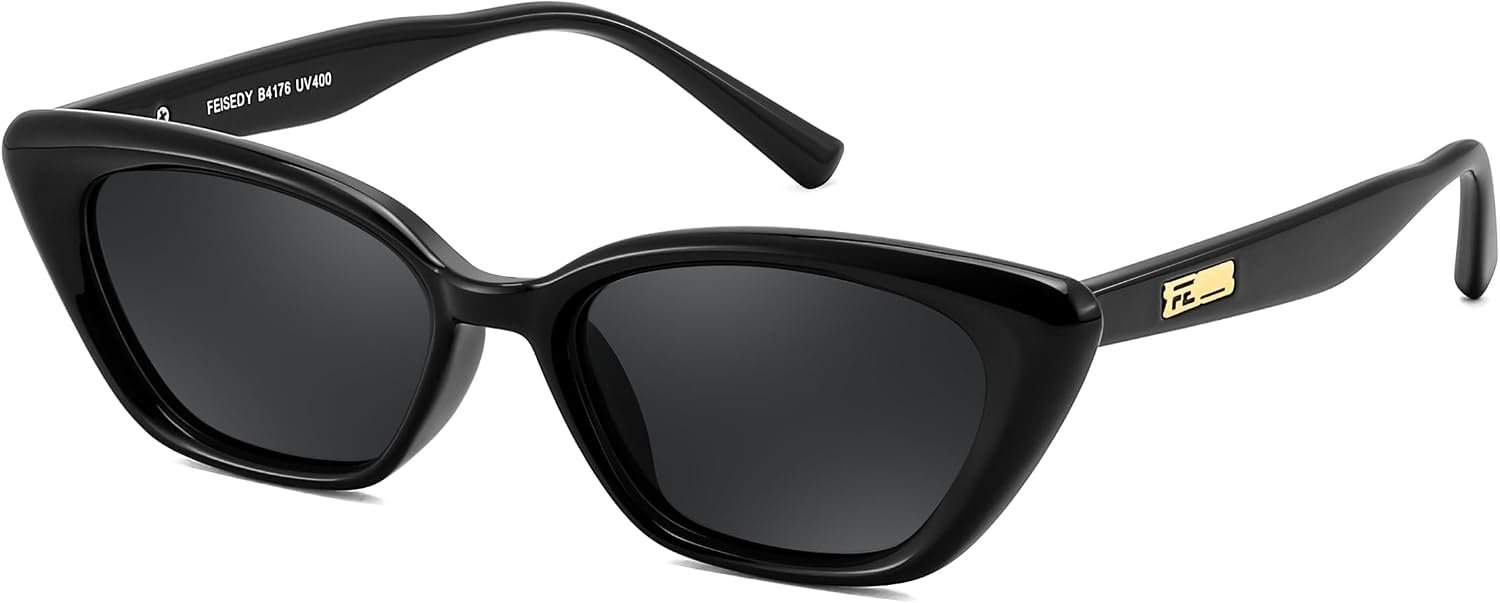 FEISEDY Trendy Polarized Cateye Sunglasses for Women Men Retro Rectangle Narrow Sunnies B4176