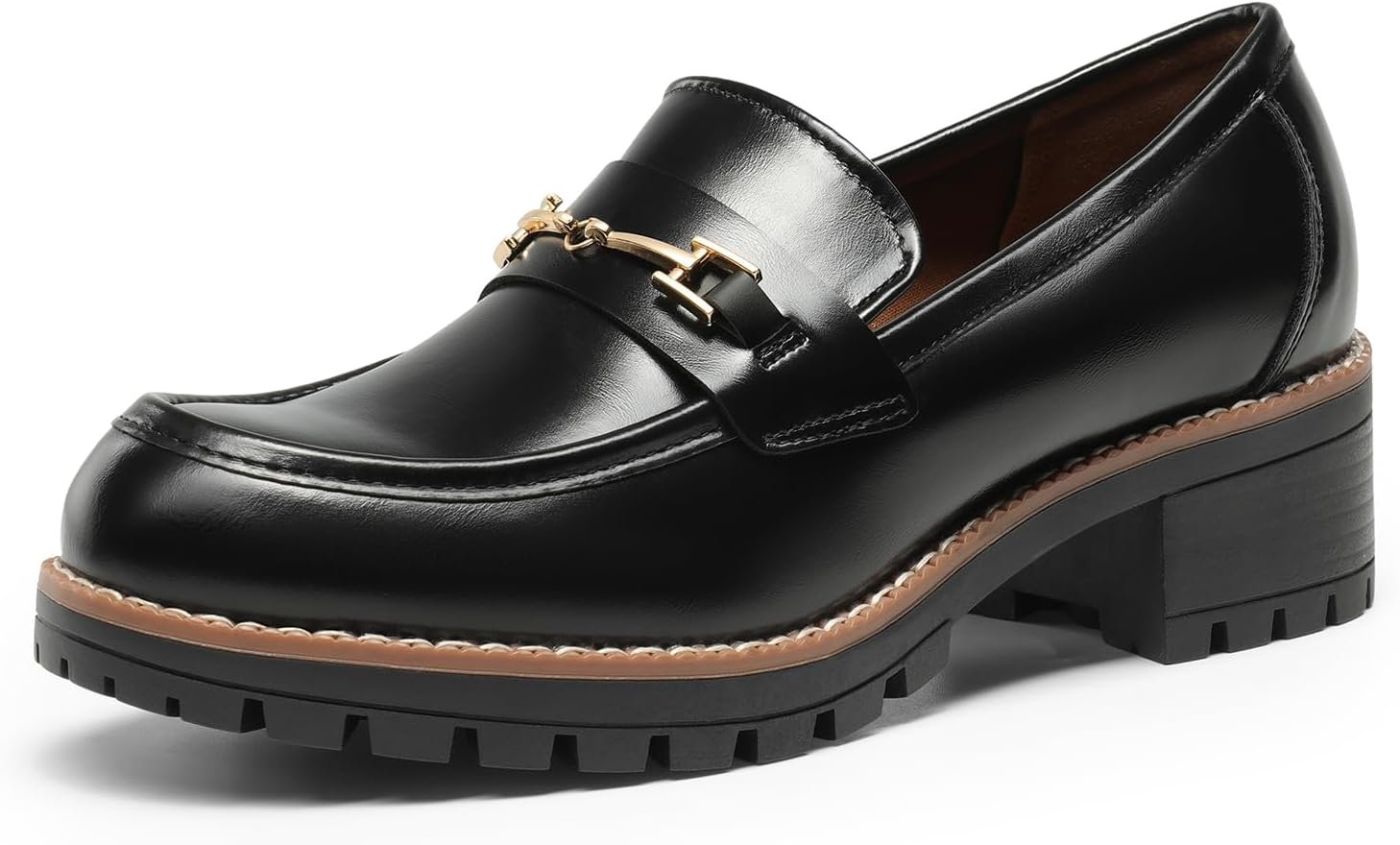 DREAM PAIRS Women’s Chunky Loafers, Platform Comfortable Slip-On Dressy Business Casual Shoes