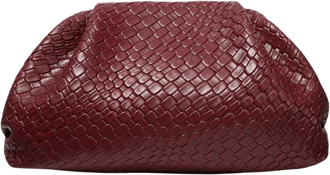 QWINEE Women’s Woven Evening Bag Dumpling Clutch Purse No Strap Handbags Elegant Faux PU Leather Clutch Bag