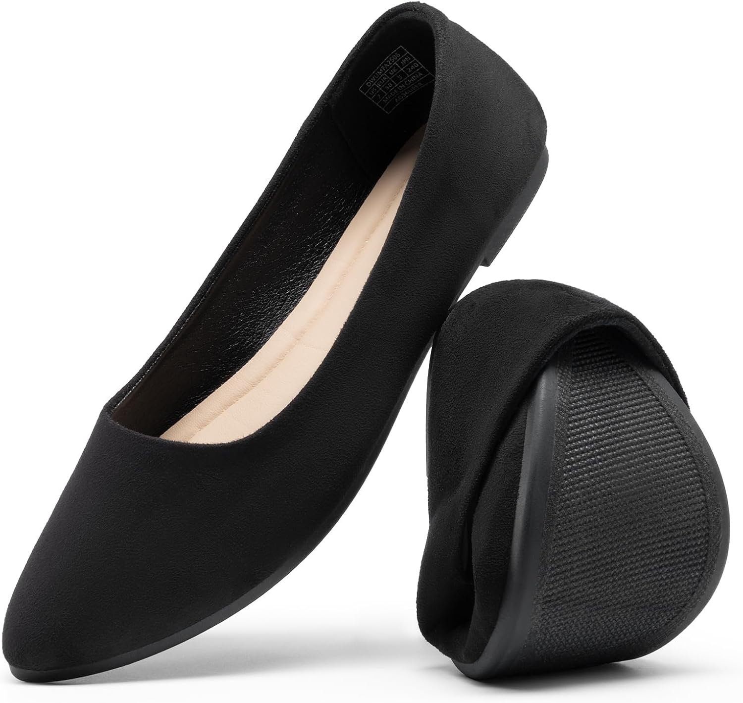 DREAM PAIRS Women’s Pointed Toe Flats Comfortable Flexible Cushioned Slip On Business Work Office Casual Suede Ballet Flats Dress Shoes