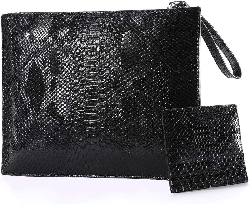 Women Clutches Fashion Snakeskin PU Leather Party Envelope Purse Bag with Hand Strap