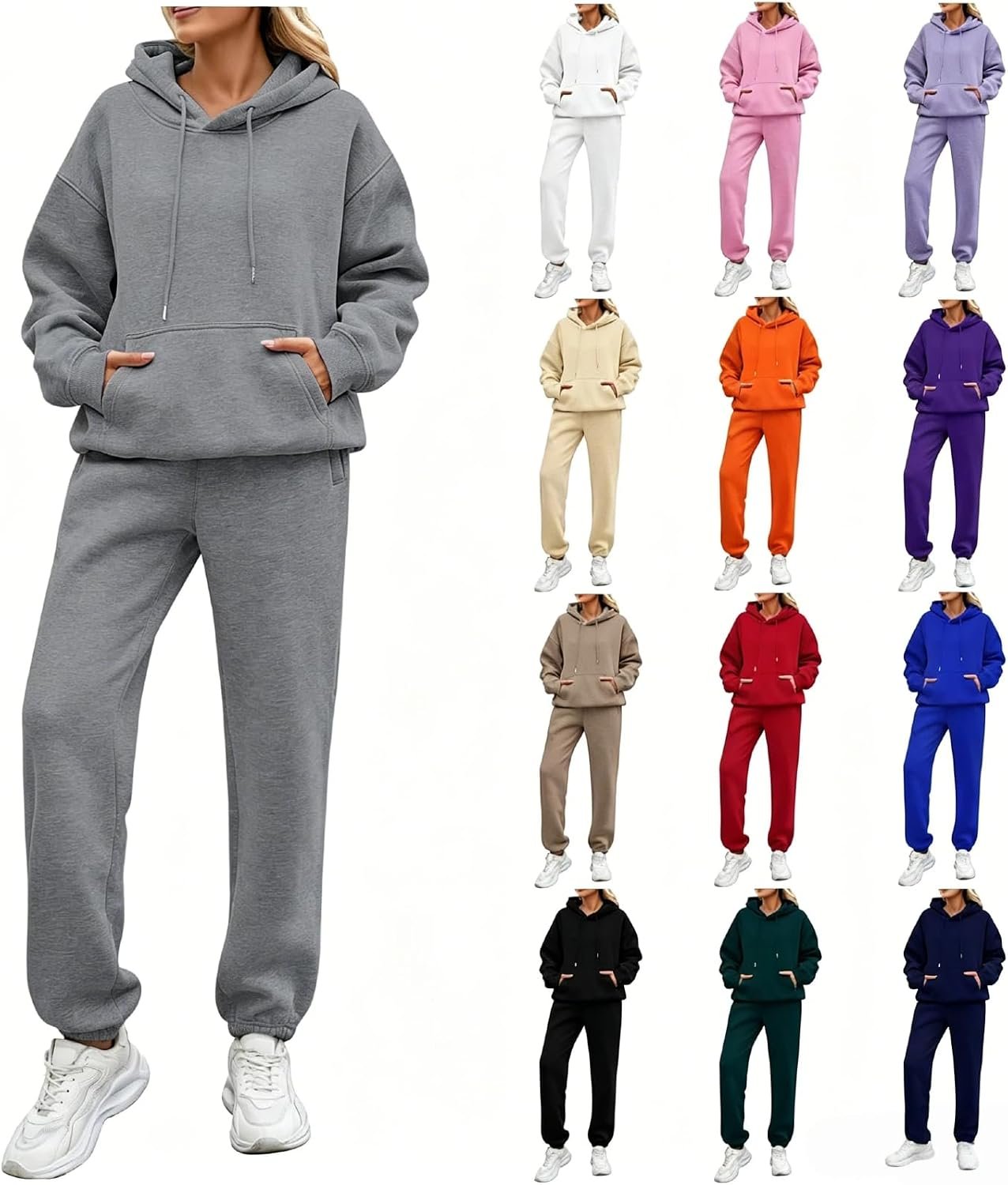 Sweatsuits Women 2 Piece Outfit Track Suits Fleece Hoodies Sweatshirt Jogger Sweatpant Sweat Set Fall Winter Clothes