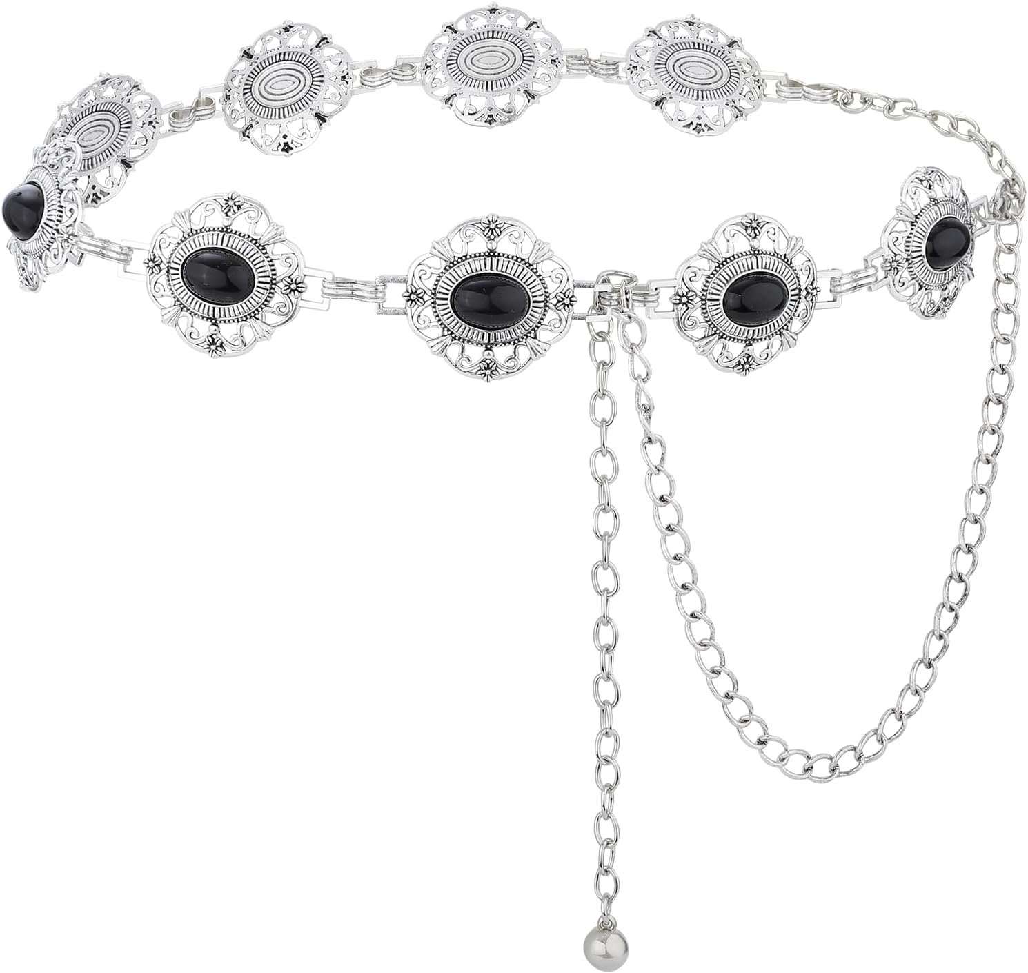 AWAYTR Waist Chains Belts for Women – Rhinestone Gold Silver Chain Belts for Dresses
