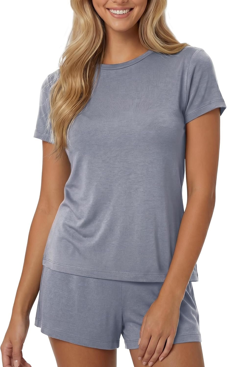 we fleece Lounge Sets for Women 2 Piece Pajama Sets ComfySoft Sleepwear-Short Sleeve Top and Shorts Summer Casual Gifts